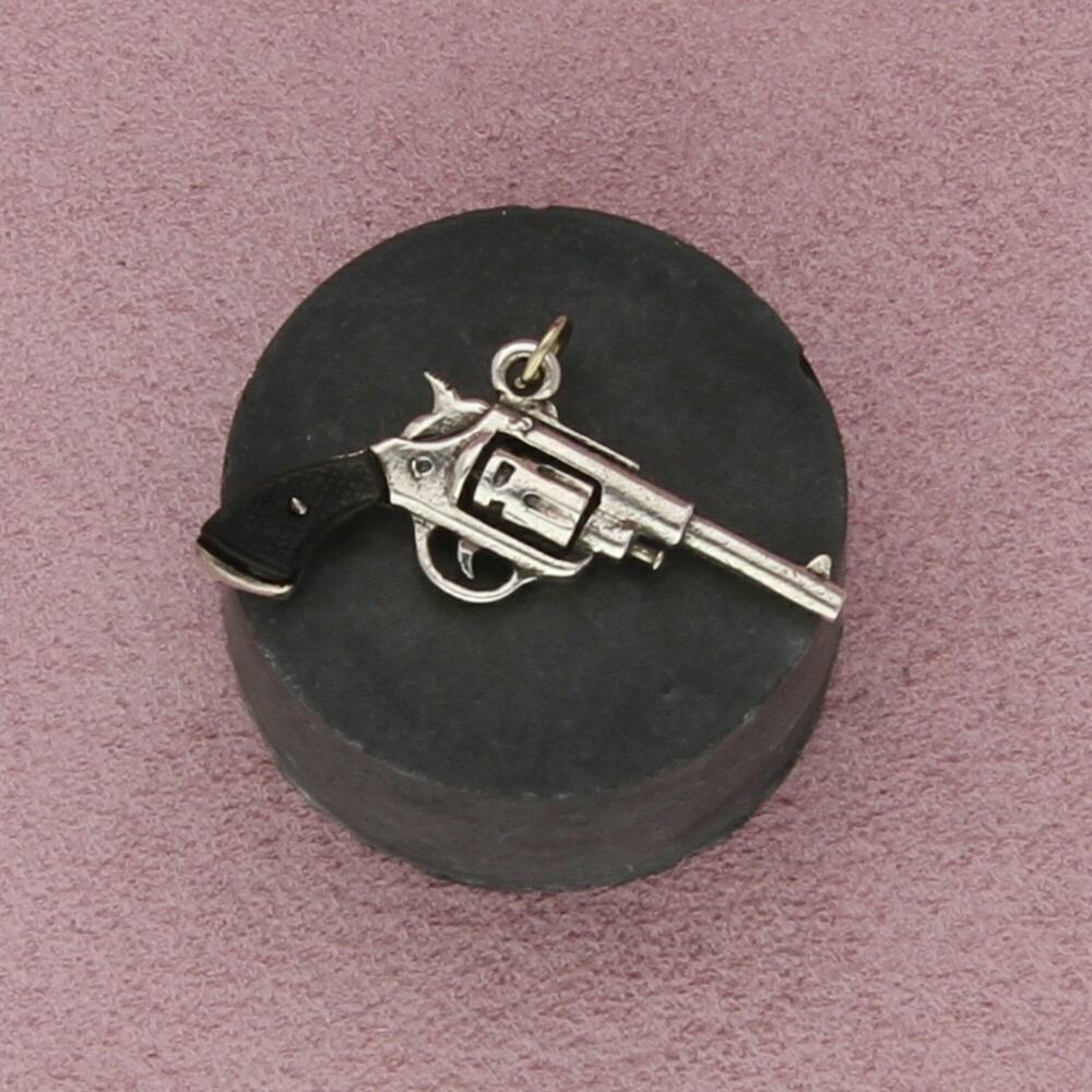 sterling silver vintage six-shooter revolver gun pistol (spins) charm pendant